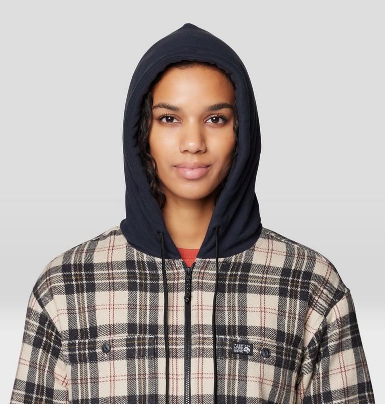 Women's Plusher Microchill Lined Shirt, Color: Fossil Tartan Plaid, image 6