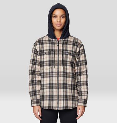 Women's Plusher Microchill Lined Shirt, Color: Fossil Tartan Plaid, image 7