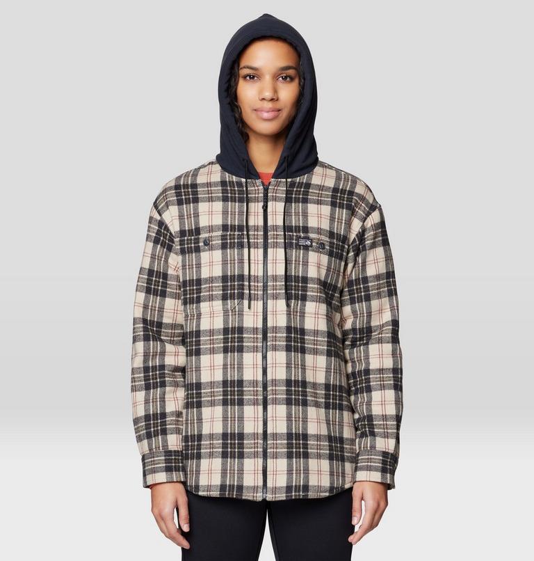 Women's Plusher Microchill Lined Shirt, Color: Fossil Tartan Plaid, image 1