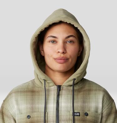 Women's Plusher Microchill Lined Shirt, Color: White Sage Ombre Buffalo Check, image 12