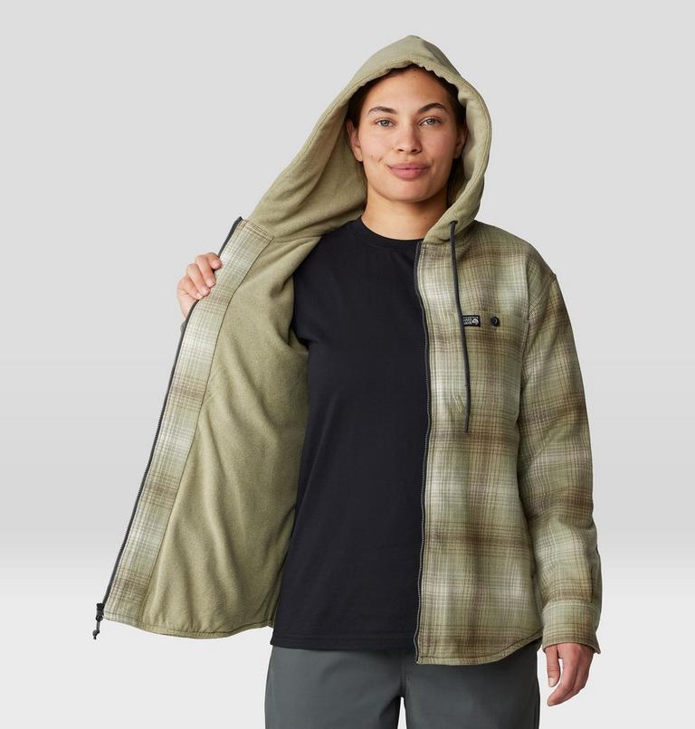 Women's Plusher Microchill Lined Shirt, Color: White Sage Ombre Buffalo Check, image 6