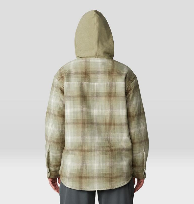 Women's Plusher Microchill Lined Shirt, Color: White Sage Ombre Buffalo Check, image 2