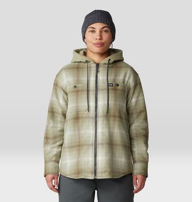 Women's Plusher Microchill Lined Shirt, Color: White Sage Ombre Buffalo Check, image 9