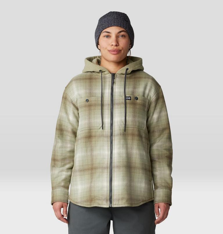 Women's Plusher Microchill Lined Shirt, Color: White Sage Ombre Buffalo Check, image 1