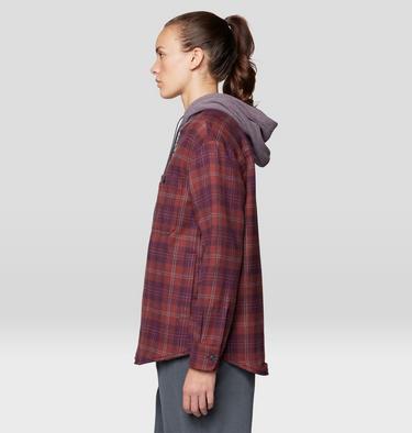 Women's Plusher Microchill Lined Shirt, Color: Blackberry Tartan Plaid, image 7