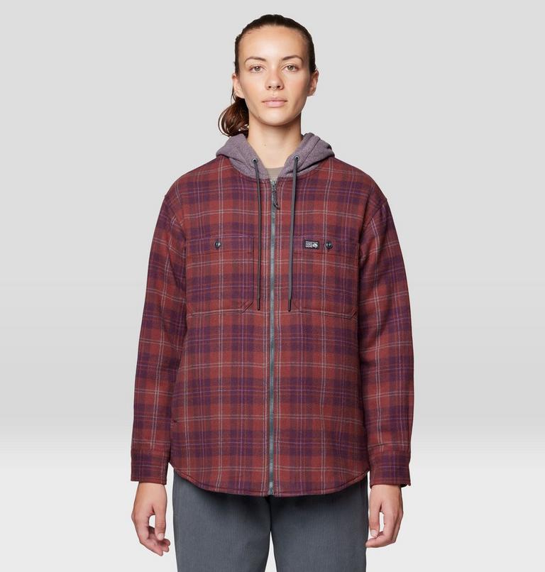 Women's Plusher Microchill Lined Shirt, Color: Blackberry Tartan Plaid, image 4