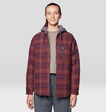 Women's Plusher Microchill Lined Shirt, Color: Blackberry Tartan Plaid, image 3