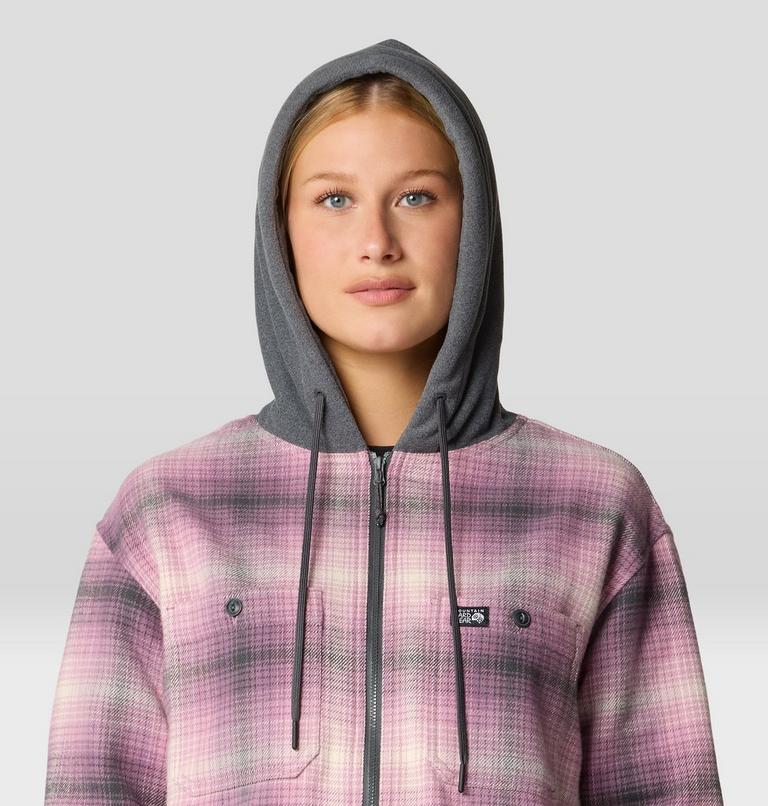 Women's Plusher Microchill Lined Shirt, Color: Dark Daze Ombre Buffalo Check, image 4