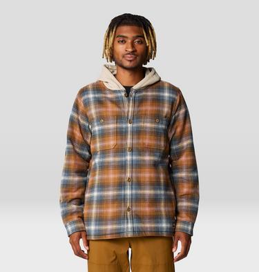 Men's Plusher Microchill Lined Shacket, Color: Golden Brown Ombre Buffalo Check Print, image 1