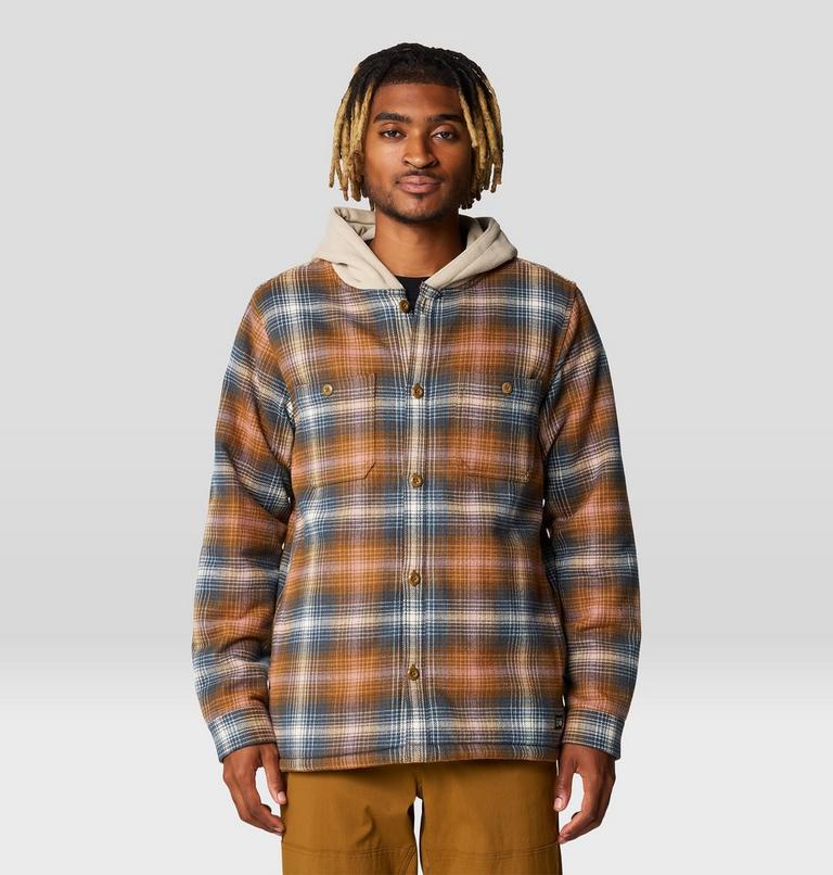 Men's Plusher Microchill Lined Shacket, Color: Golden Brown Ombre Buffalo Check Print, image 1