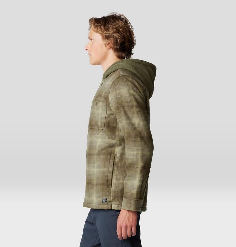 Men's Plusher Microchill Lined Shacket, Color: Dark Pine Ombre Buffalo Check Print, image 3