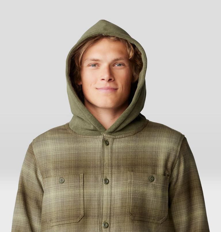 Men's Plusher Microchill Lined Shacket, Color: Dark Pine Ombre Buffalo Check Print, image 4