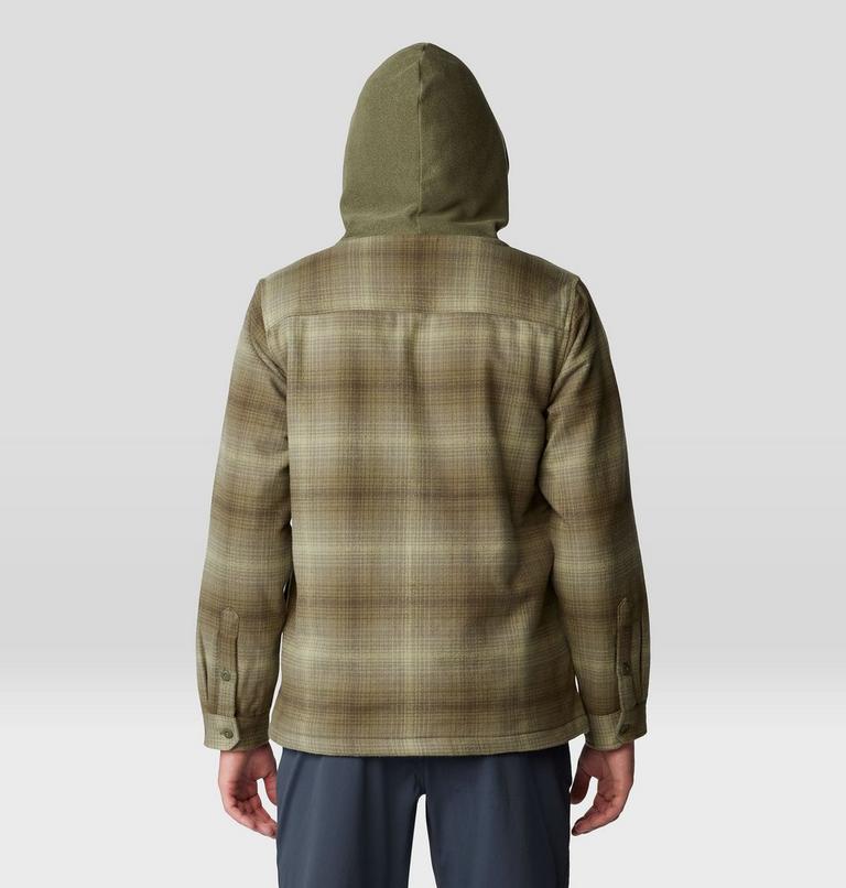 Men's Plusher Microchill Lined Shacket, Color: Dark Pine Ombre Buffalo Check Print, image 2