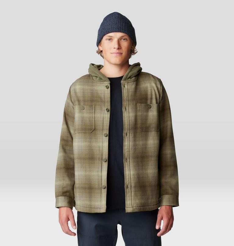 Men's Plusher Microchill Lined Shacket, Color: Dark Pine Ombre Buffalo Check Print, image 1