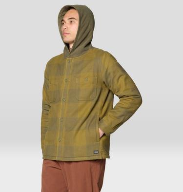 Men's Plusher Microchill Lined Shacket, Color: Combat Green Tatanka Check, image 4