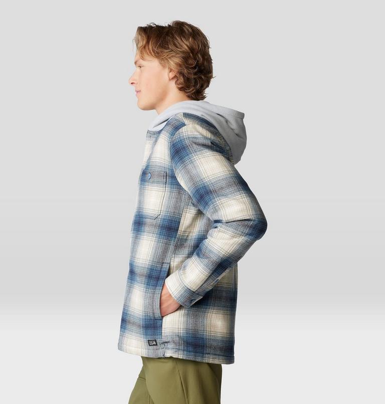 Men's Plusher Microchill Lined Shacket, Color: Adriatic Blue Ombre Buffalo Check Print, image 3
