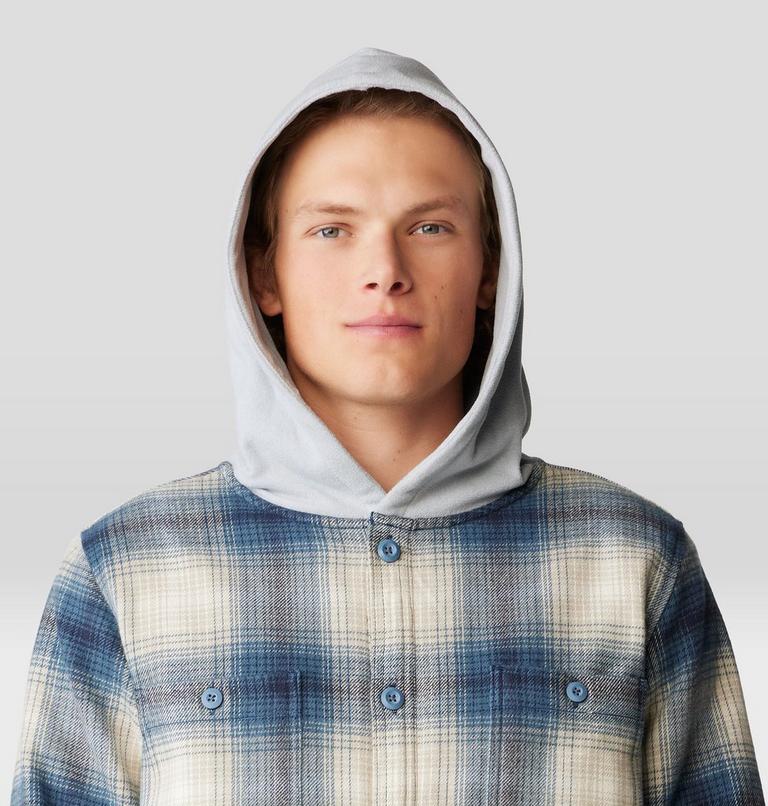 Men's Plusher Microchill Lined Shacket, Color: Adriatic Blue Ombre Buffalo Check Print, image 4