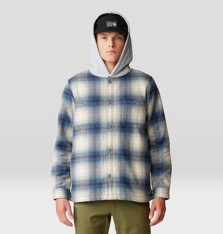 Men's Plusher Microchill Lined Shacket, Color: Adriatic Blue Ombre Buffalo Check Print, image 5