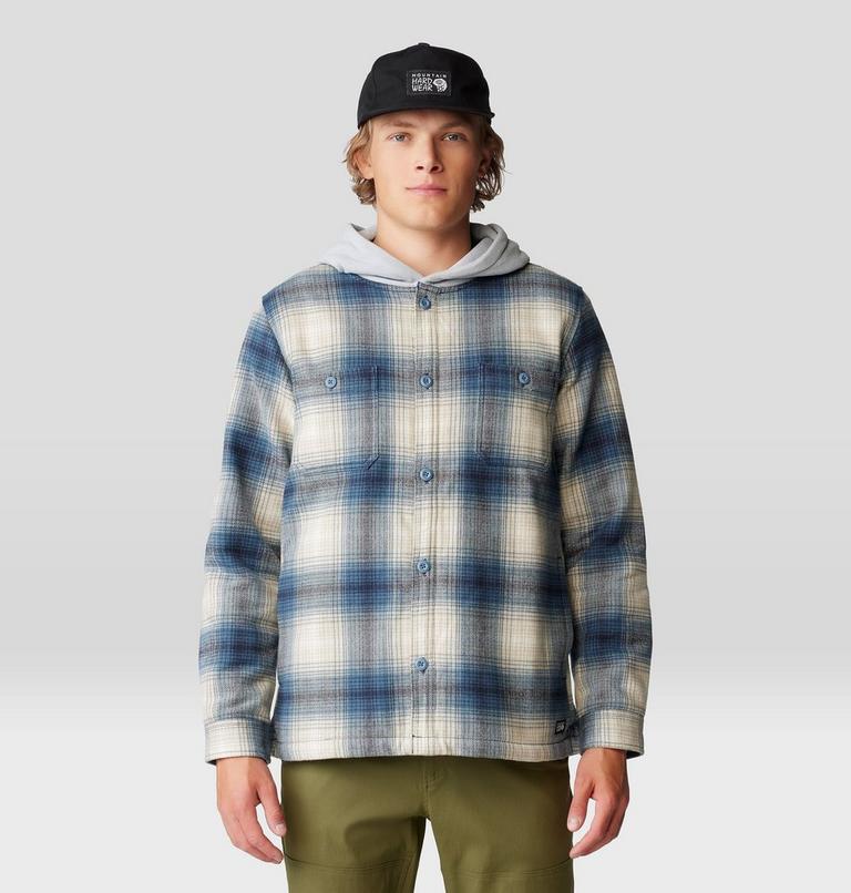 Men's Plusher Microchill Lined Shacket, Color: Adriatic Blue Ombre Buffalo Check Print, image 6