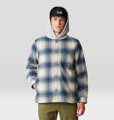 Men's Plusher Microchill Lined Shacket, Color: Adriatic Blue Ombre Buffalo Check Print, image 5