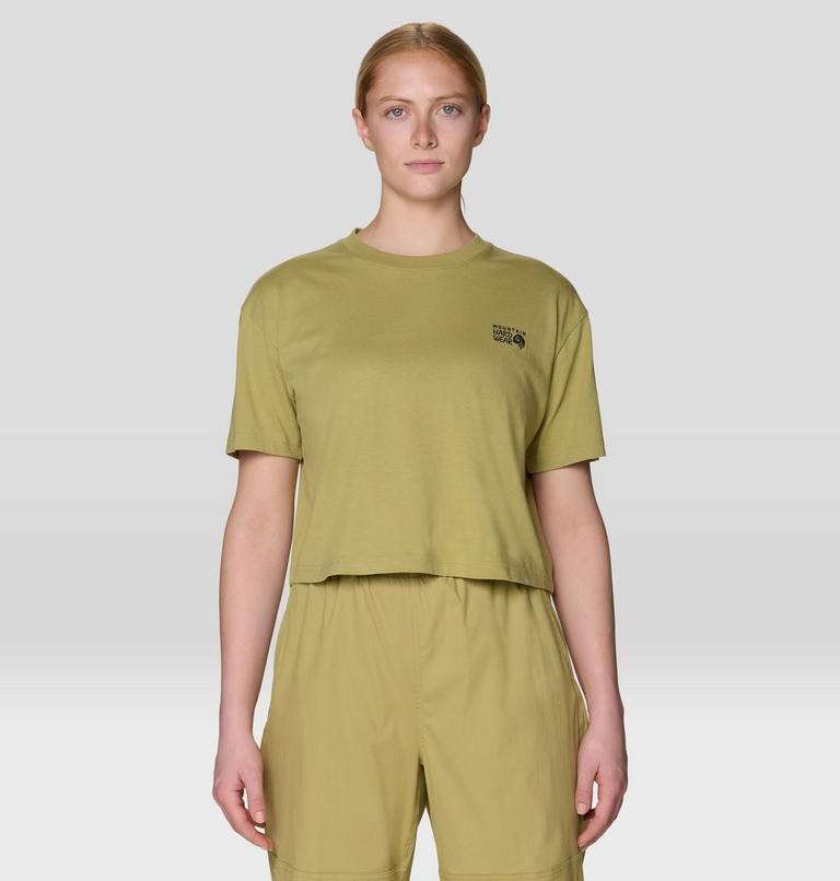 Women's MHW Logo Boxy Crop Short Sleeve Shirt, Color: Forest Moss, image 1