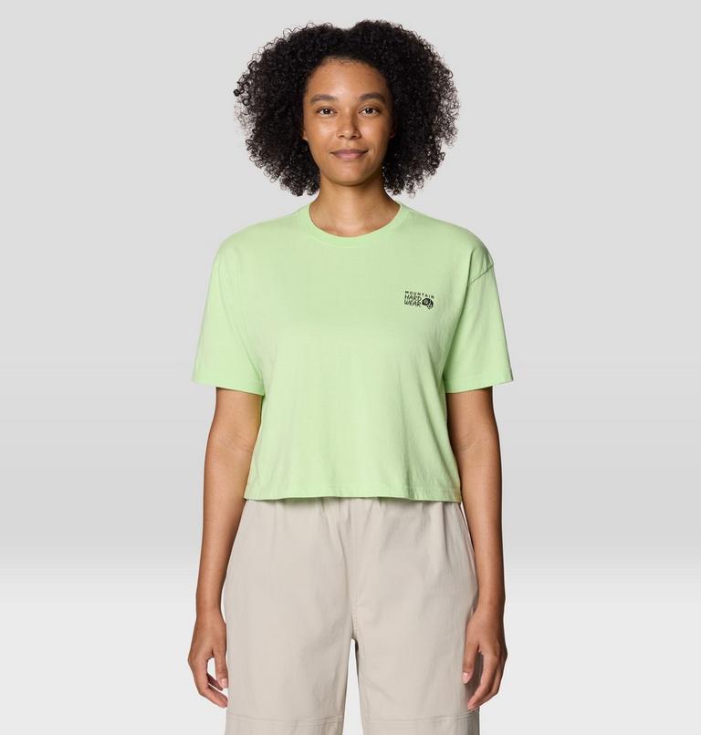 Women's MHW Logo Boxy Crop Short Sleeve, Color: Frozen In Lime, image 1