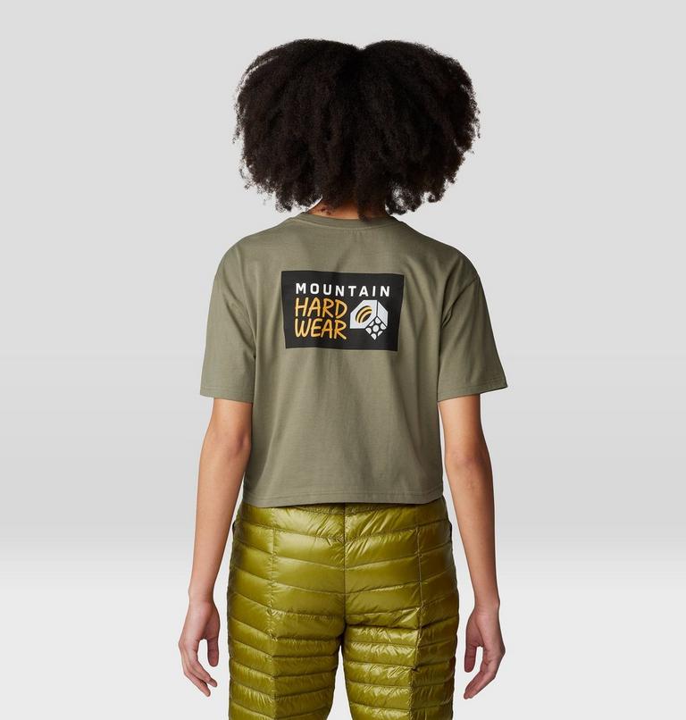 Women's MHW Logo Boxy Crop Short Sleeve, Color: Stone Green, image 2