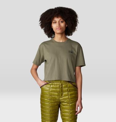 Women's MHW Logo Boxy Crop Short Sleeve, Color: Stone Green, image 5