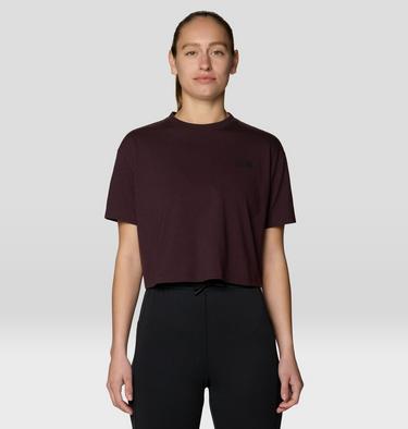 Women's MHW Logo Boxy Crop Short Sleeve Shirt, Color: Deep Mulberry, image 3