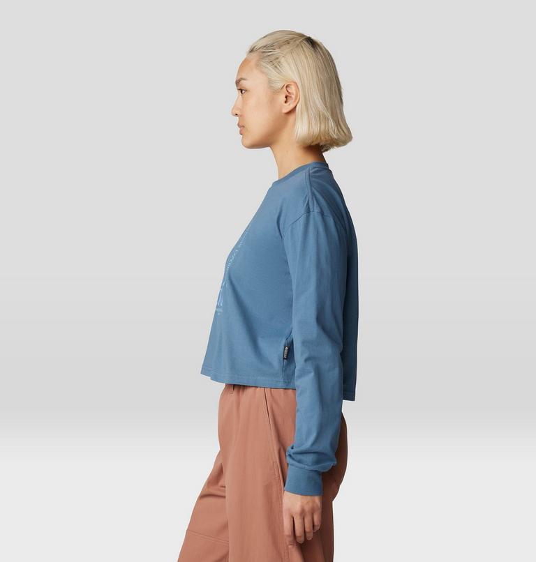 Women's Experiences Boxy Crop Long Sleeve, Color: Adriatic Blue, image 3