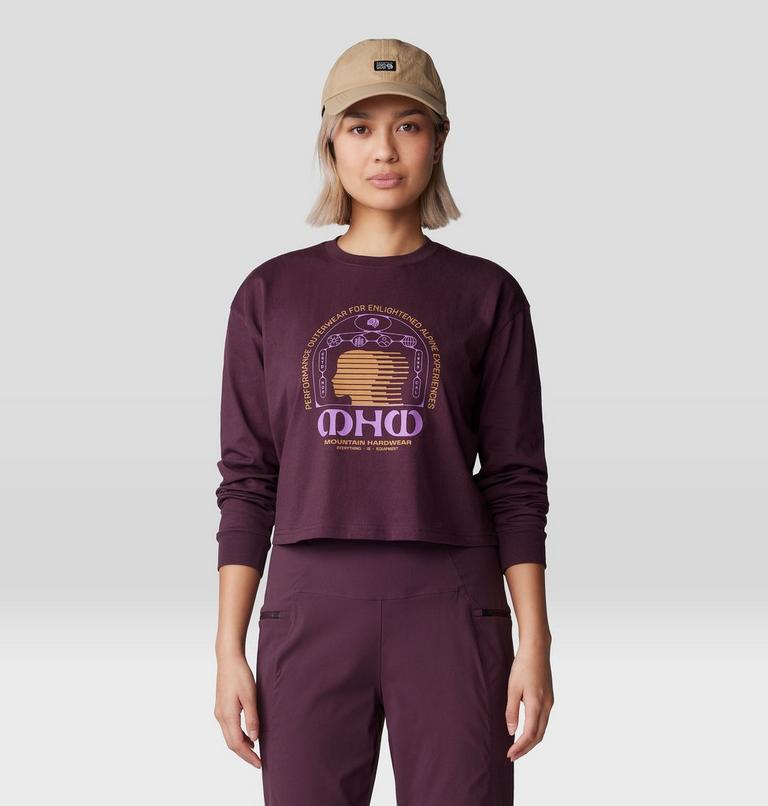 Women's Experiences Boxy Crop Long Sleeve, Color: Blackberry, image 1