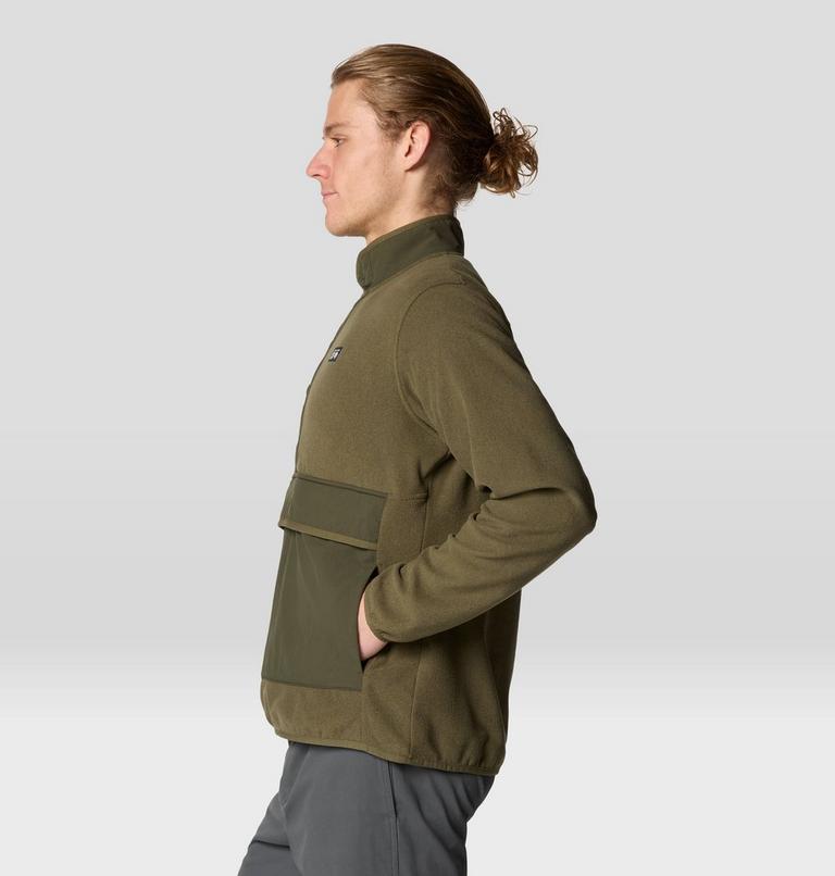 Men's Microchill Snap Pullover, Color: Combat Green Heather, image 3