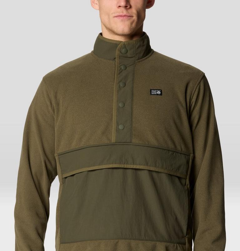 Men's Microchill Snap Pullover, Color: Combat Green Heather, image 4
