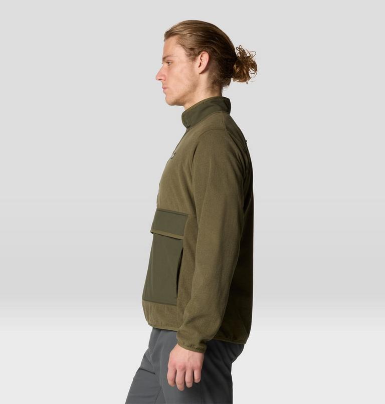 Men's Microchill Snap Pullover, Color: Combat Green Heather, image 5