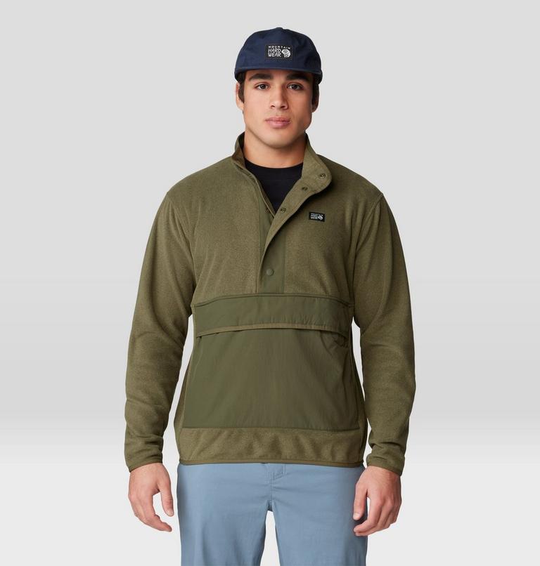 Men's Microchill Snap Pullover, Color: Combat Green Heather, image 6
