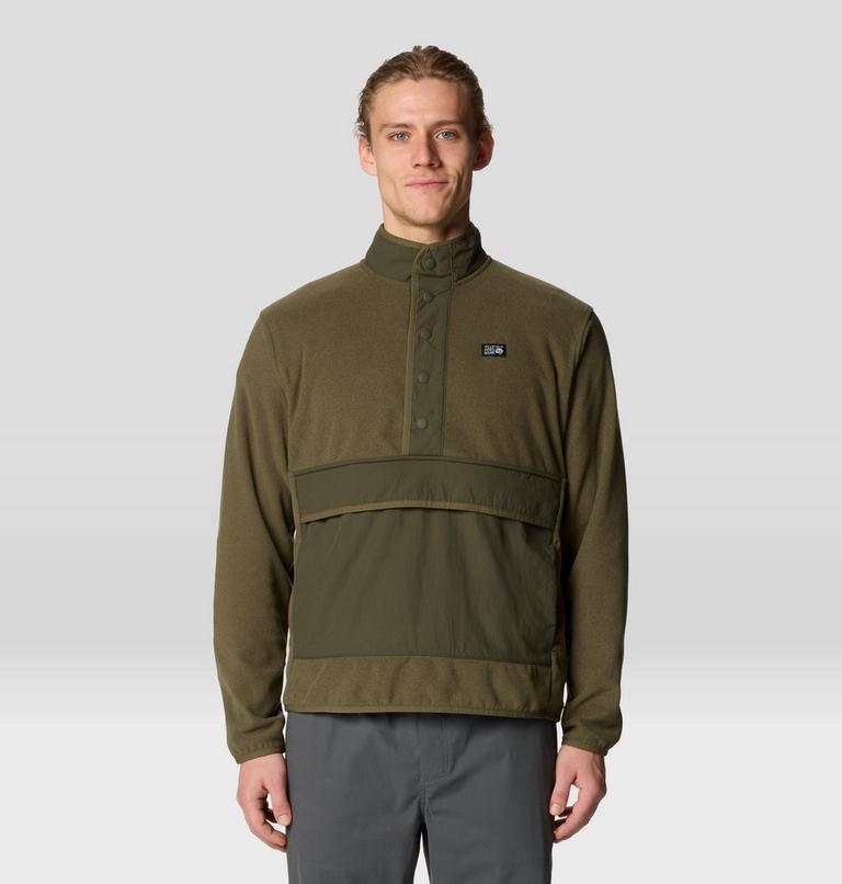 Men's Microchill Snap Pullover, Color: Combat Green Heather, image 1