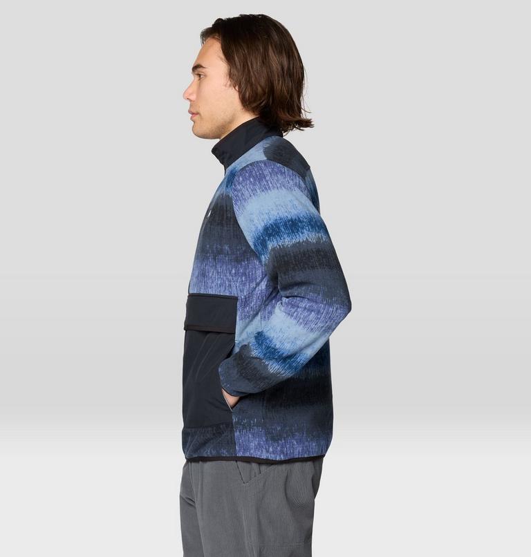 Men's Microchill Snap Pullover, Color: Lapis Dusk Gradient Stripe, image 3