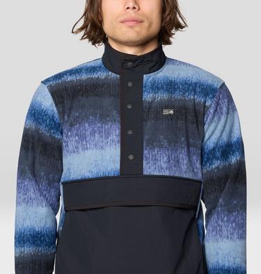 Men's Microchill Snap Pullover, Color: Lapis Dusk Gradient Stripe, image 4