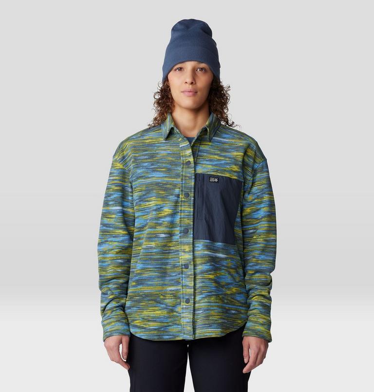 Women's Microchill Shirt, Color: Nitric Blue Stria Print, image 1
