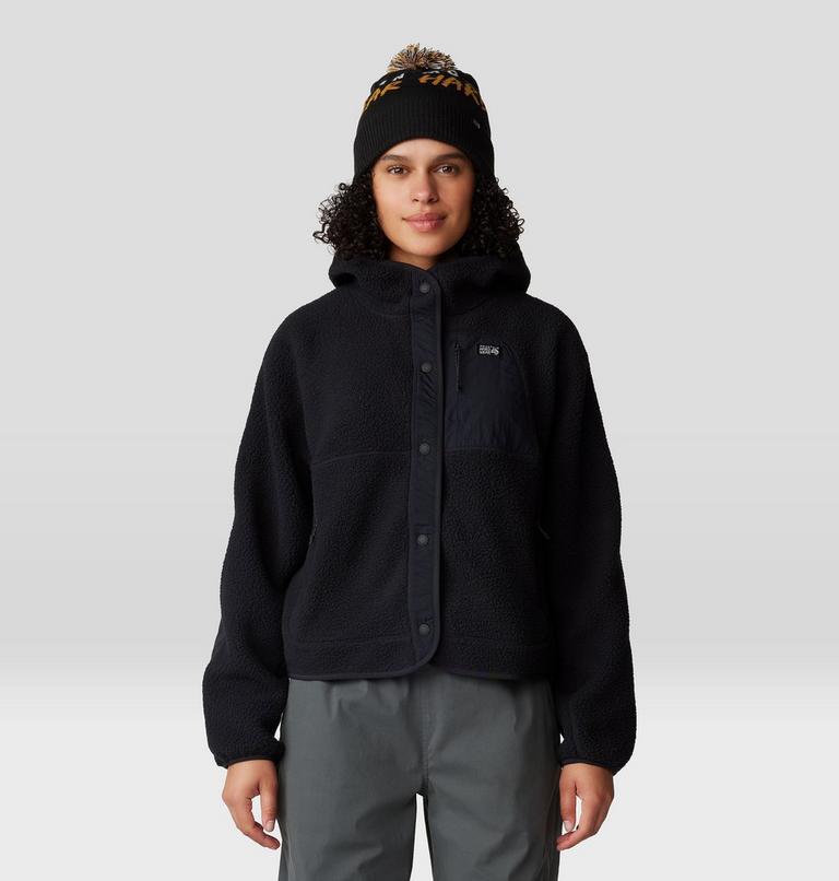 Women's HiCamp Fleece Snap Front Jacket, Color: Black, image 1