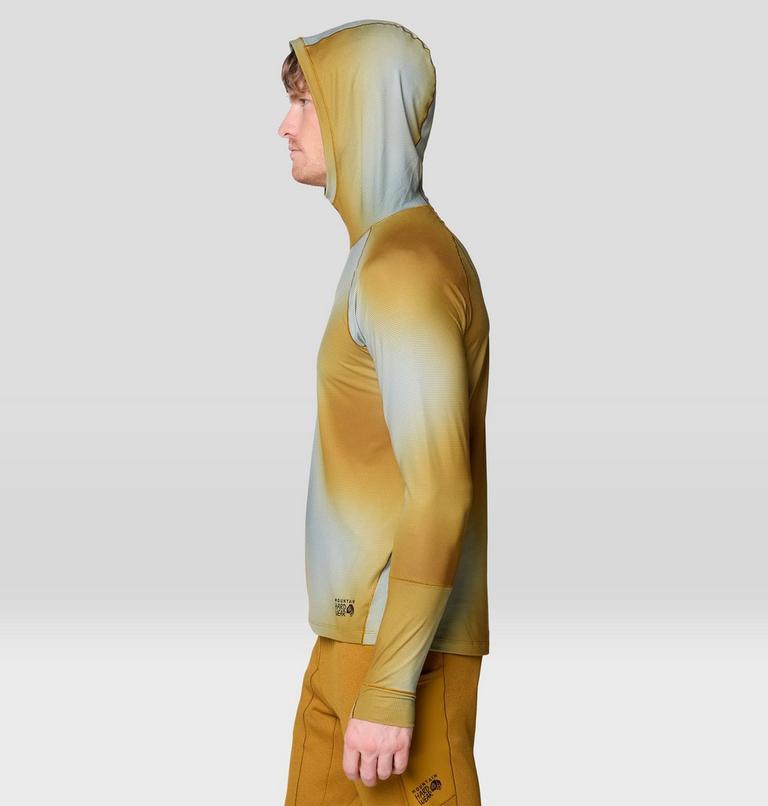 Men's Butter Up Long Sleeve Hoody, Color: Olive Gold Ombre Print, image 3