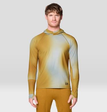 Men's Butter Up Long Sleeve Hoody, Color: Olive Gold Ombre Print, image 12