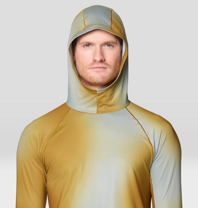 Men's Butter Up Long Sleeve Hoody, Color: Olive Gold Ombre Print, image 5