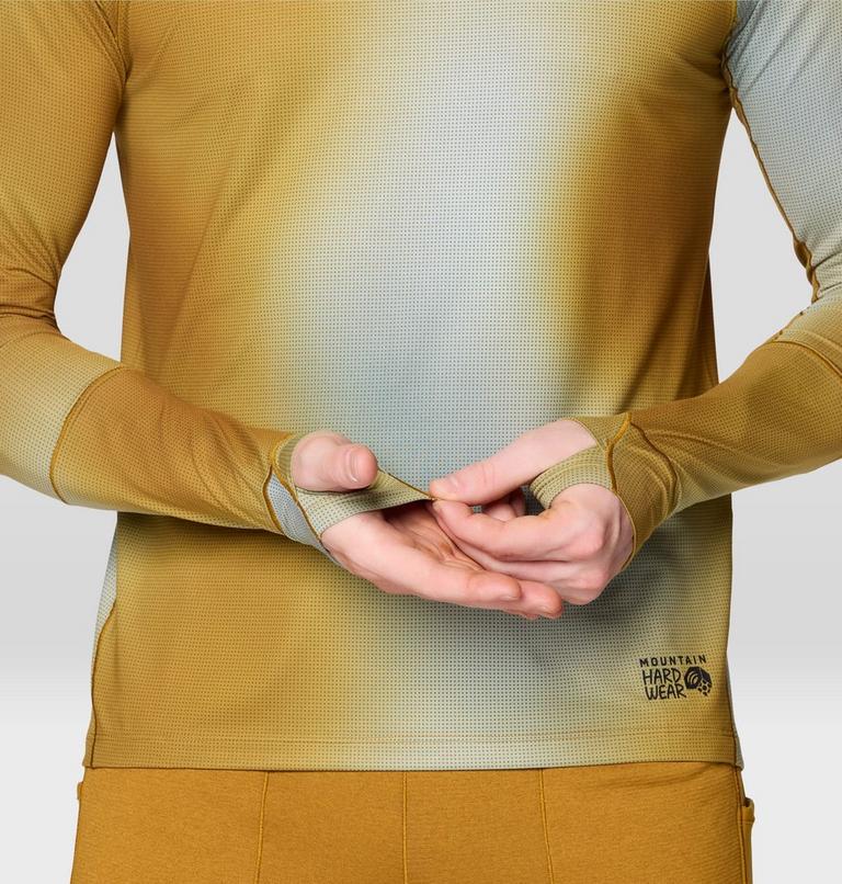 Men's Butter Up Long Sleeve Hoody, Color: Olive Gold Ombre Print, image 6