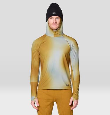 Men's Butter Up Long Sleeve Hoody, Color: Olive Gold Ombre Print, image 5