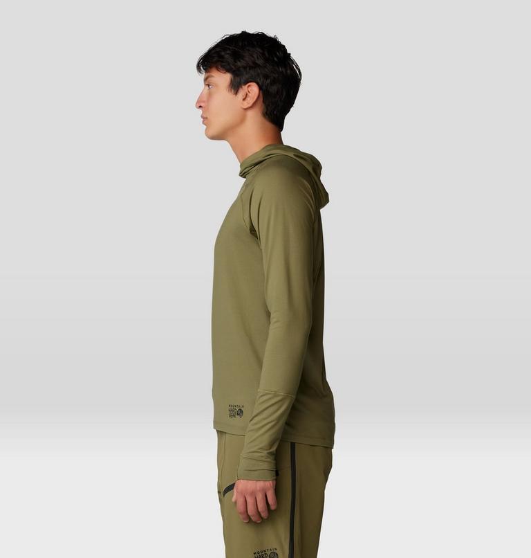 Men's Butter Up Long Sleeve Hoody, Color: Combat Green, image 3