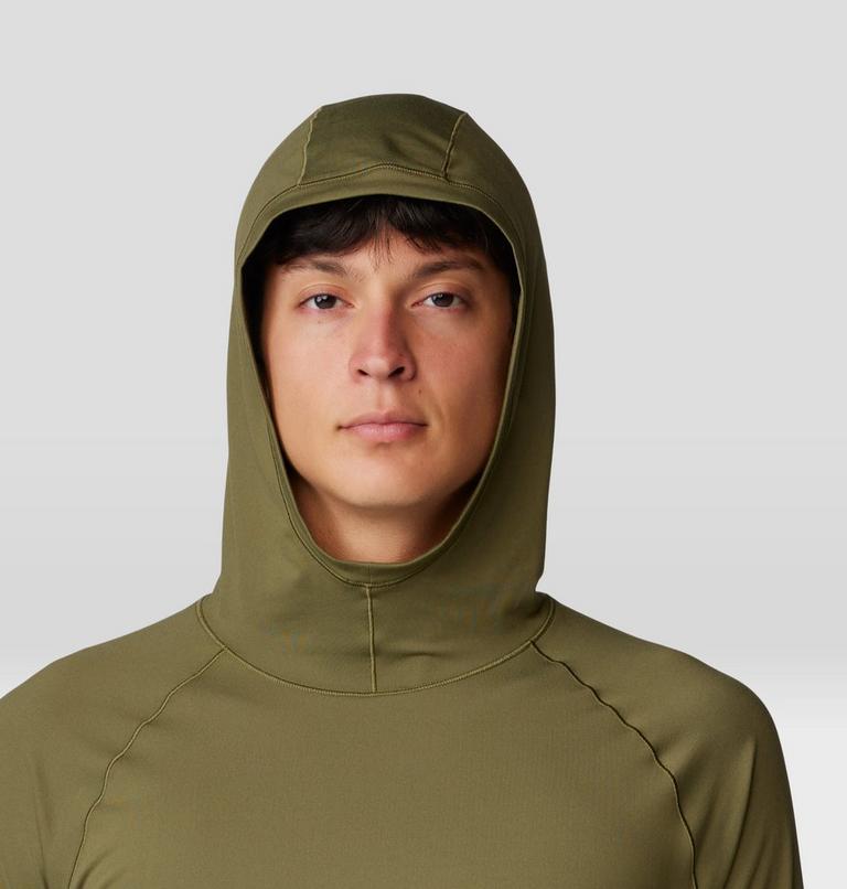 Men's Butter Up Long Sleeve Hoody, Color: Combat Green, image 4