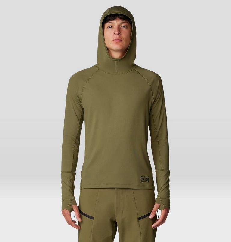 Men's Butter Up Long Sleeve Hoody, Color: Combat Green, image 6
