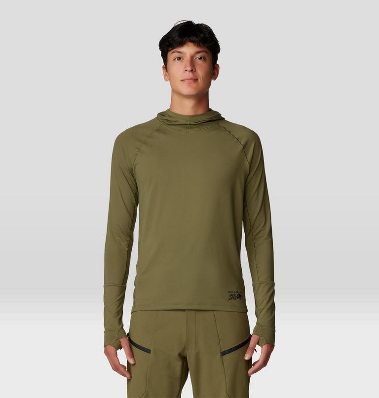 Men's Butter Up Long Sleeve Hoody, Color: Combat Green, image 1