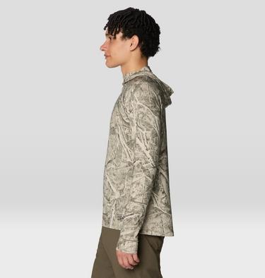 Men's Butter Up Long Sleeve Hoody, Color: Stone Green Treecover Print, image 11
